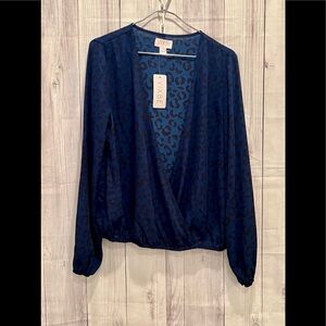 VIXBE v-neck blue top Long sleeve / size M
